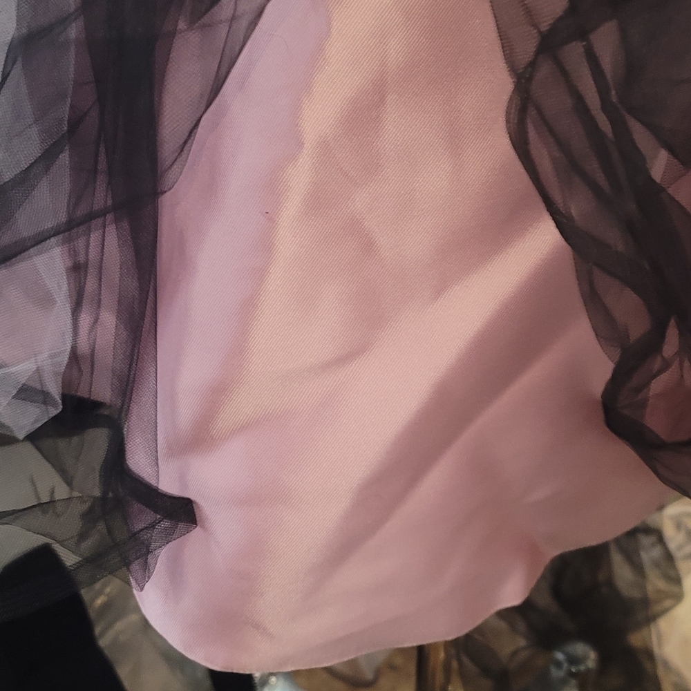 pauline Black Pink satin Asymmetrical Ruched corset mesh Prom Dress occassion - Picture 2 of 8